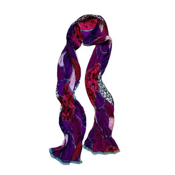 Vintage Multicoloured Printed Scarf - Picture 2 of 6
